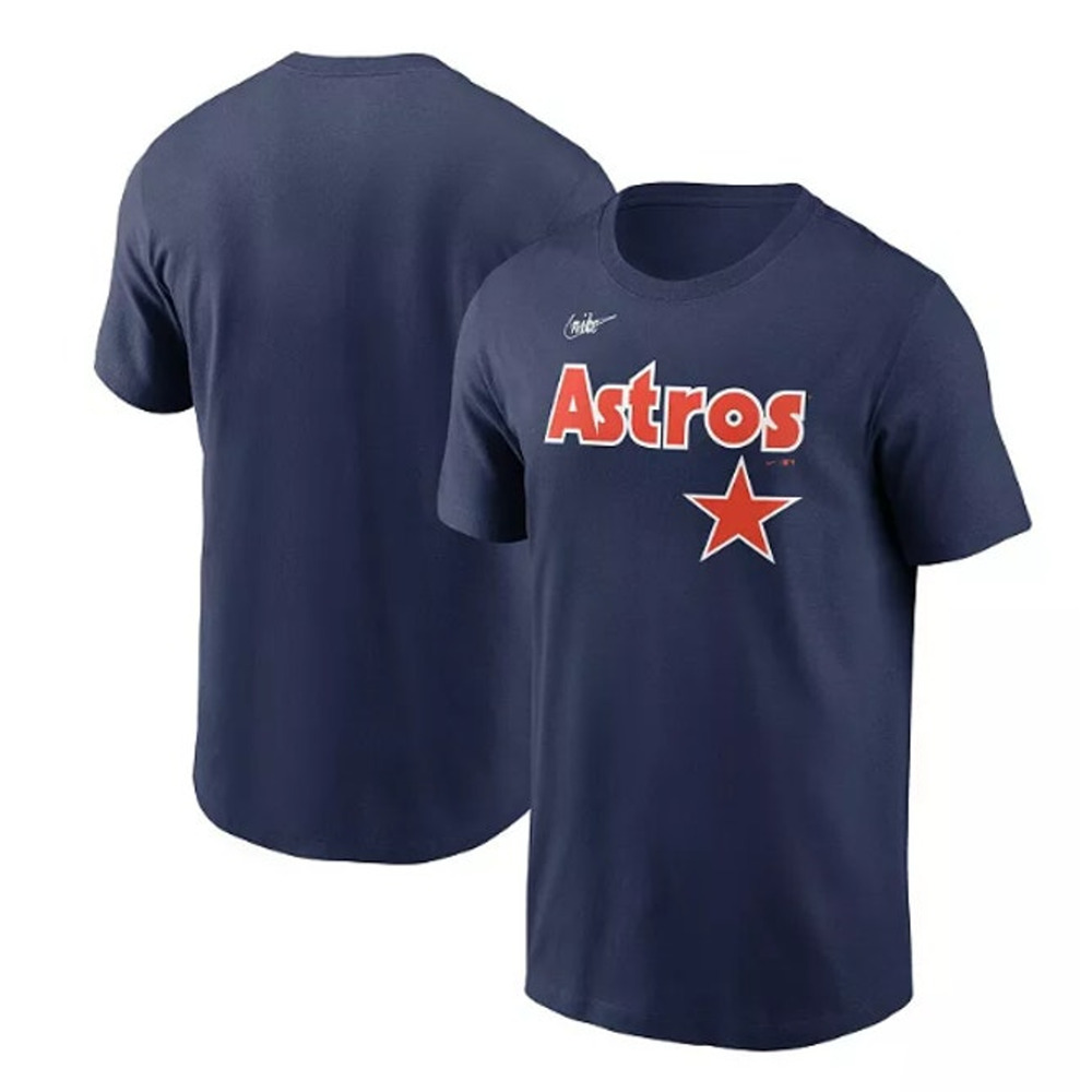 NIKE Women Houston Astros T-Shirt Medium Navy Blue Cooperstown Wordmark NWT